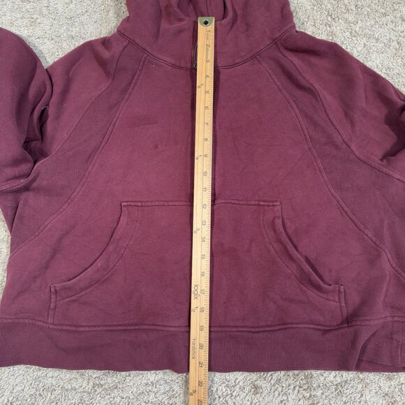 Lululemon Scuba Hoodie Womens Size XL/XXL Maroon Oversized Crop Half Zip W3DM4S - Picture 7 of 9